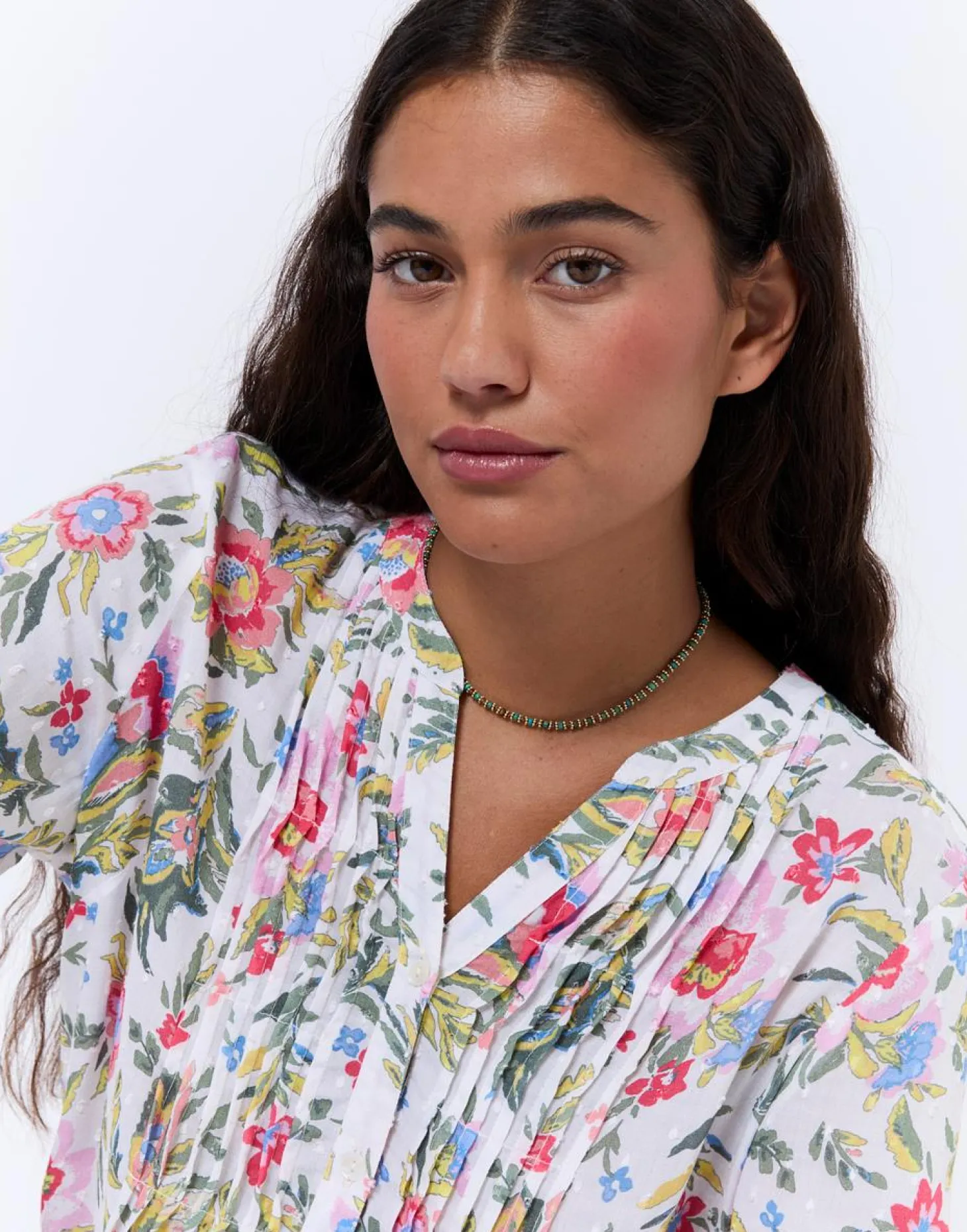 Blouse manches 3/4 imprimé à fleurs KAKI Femme