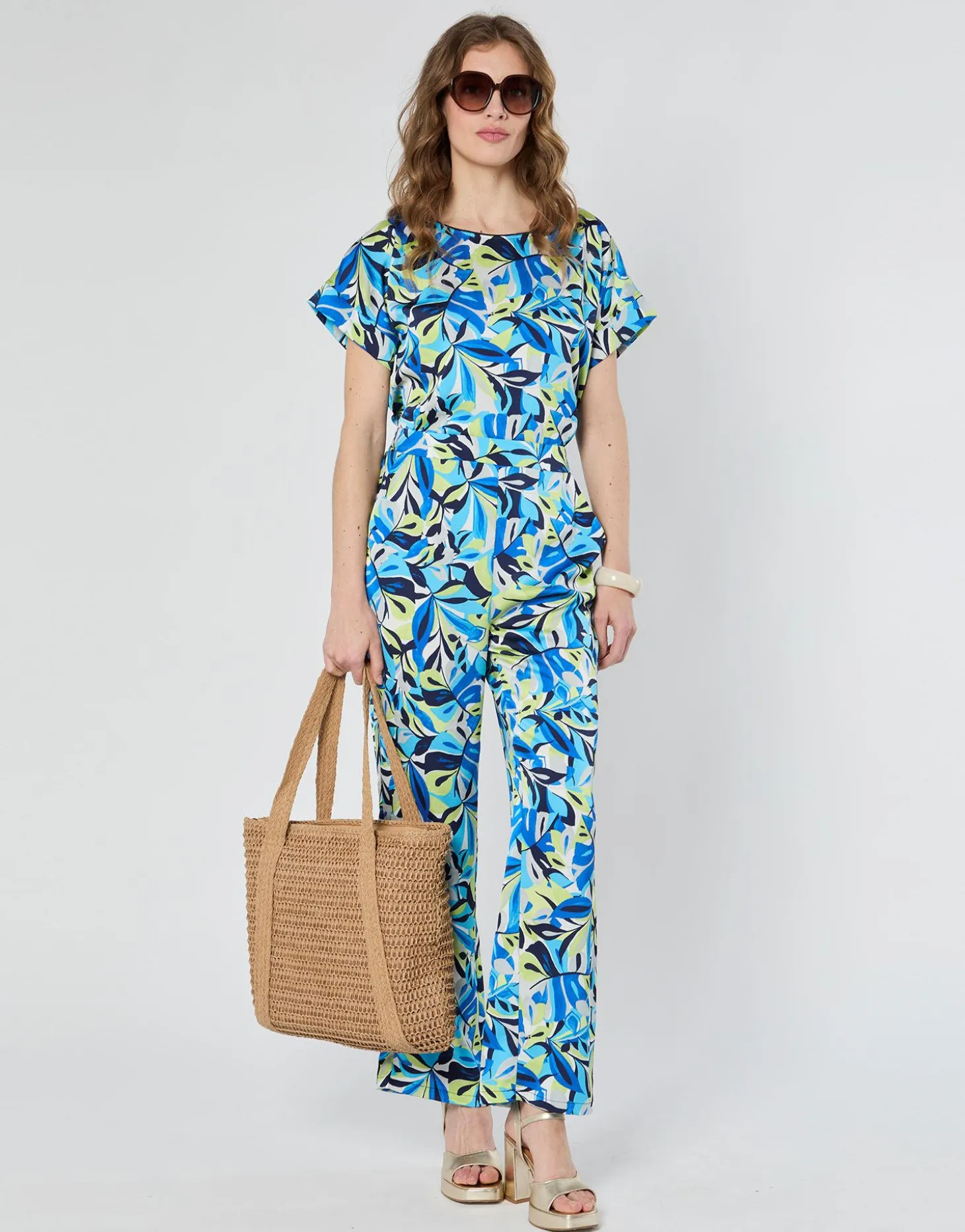 Blouse manches courtes imprimée BLEU Femme