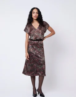 Blouse manches courtes imprimée NOIR Femme