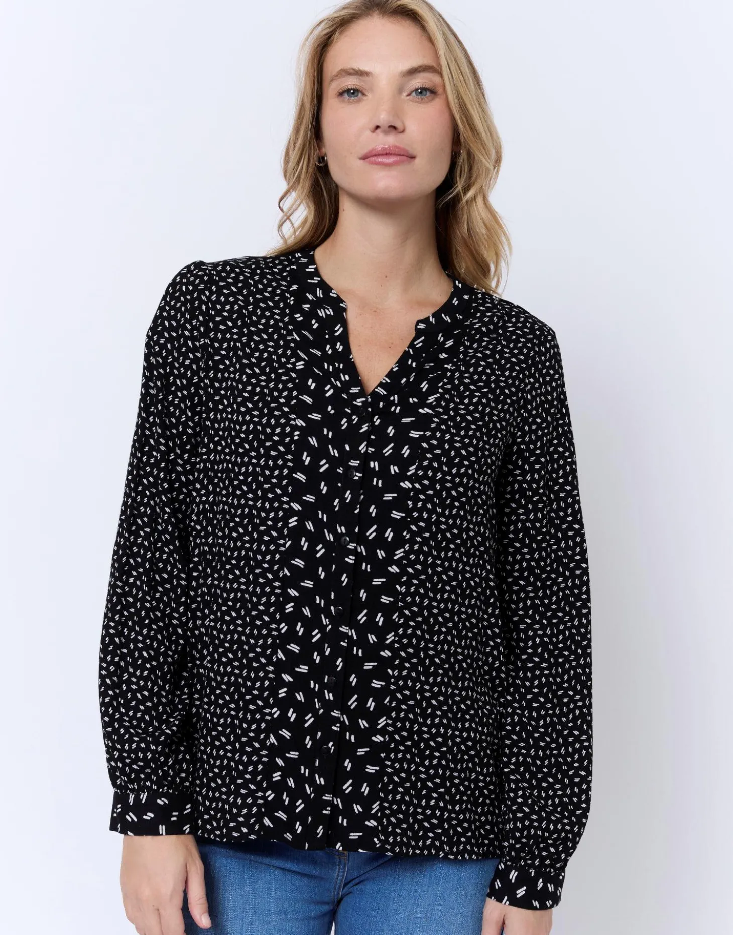 Blouse manches longues imprimée NOIR Femme