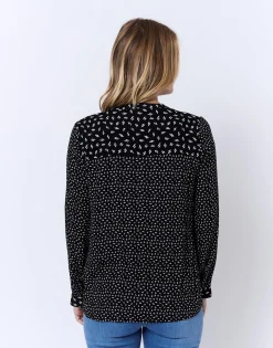Blouse manches longues imprimée NOIR Femme