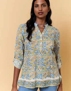 Blouse manches longues imprimé à fleurs VERT PALE Femme