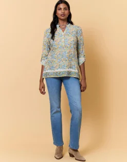 Blouse manches longues imprimé à fleurs VERT PALE Femme