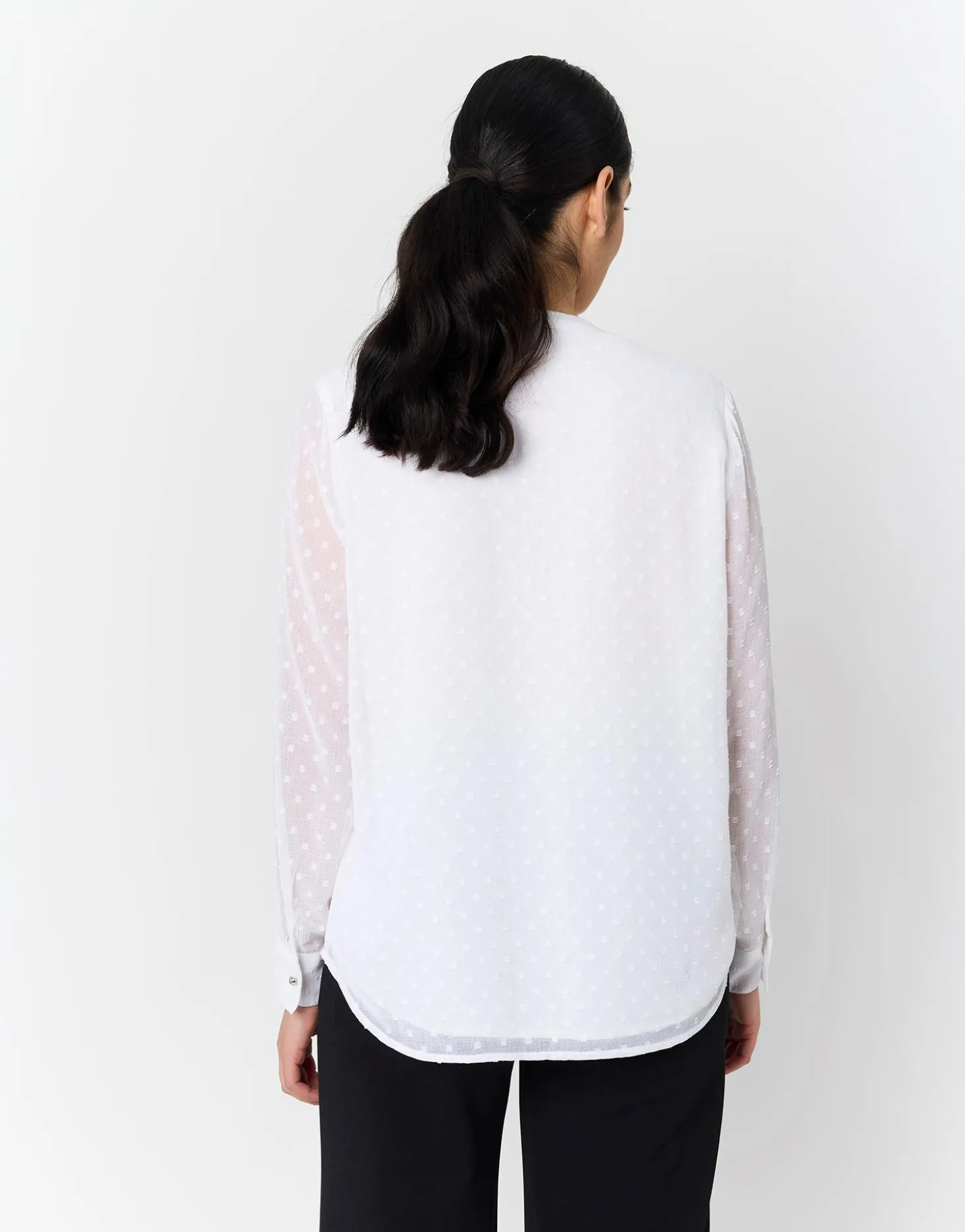 Blouse manches longues unie BLANC Femme
