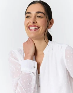 Blouse manches longues unie BLANC Femme