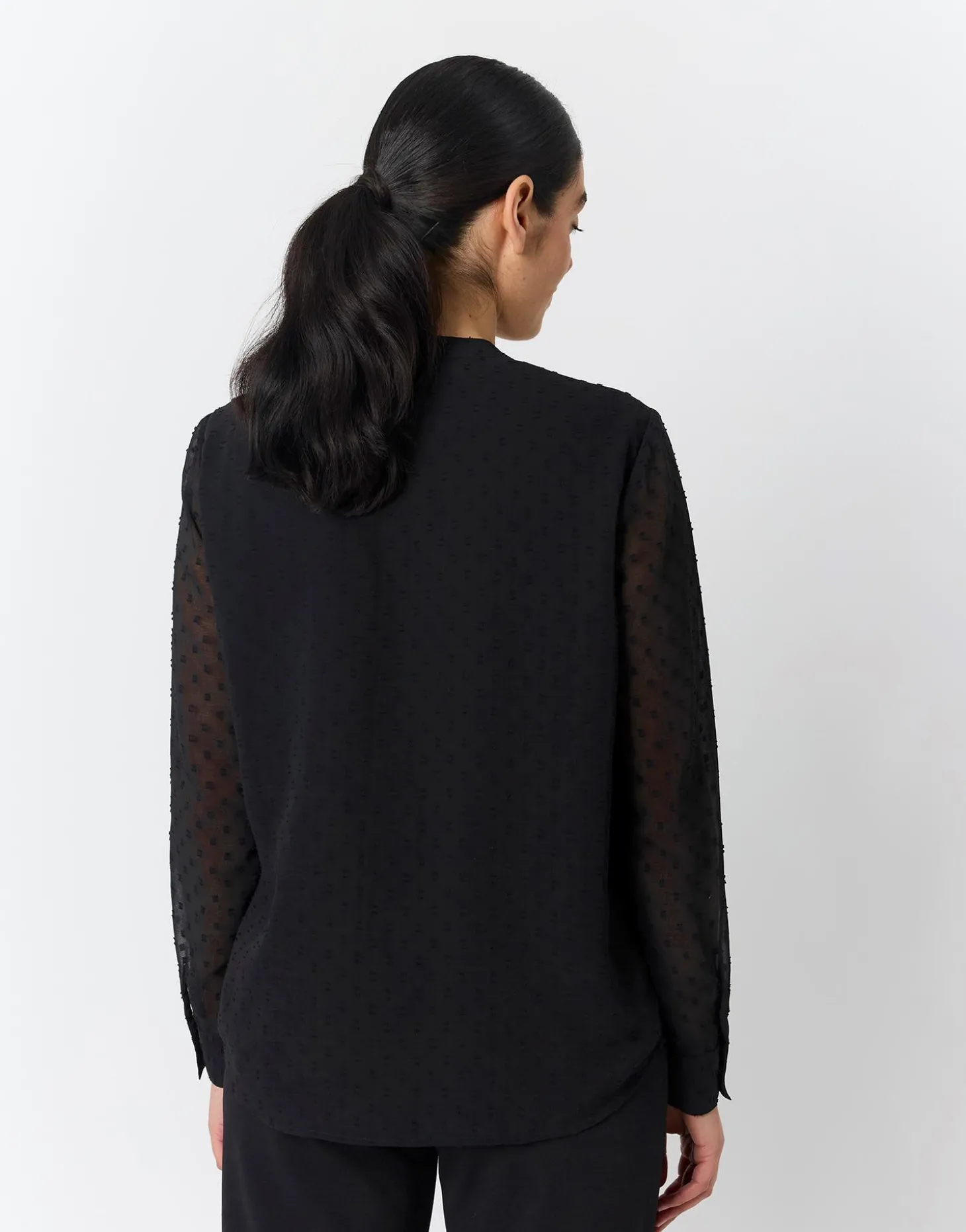 Blouse manches longues unie NOIR Femme