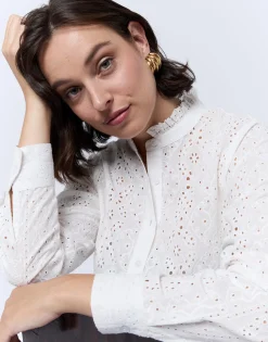 Blouse manches longues unie BLANC Femme