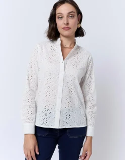 Blouse manches longues unie BLANC Femme