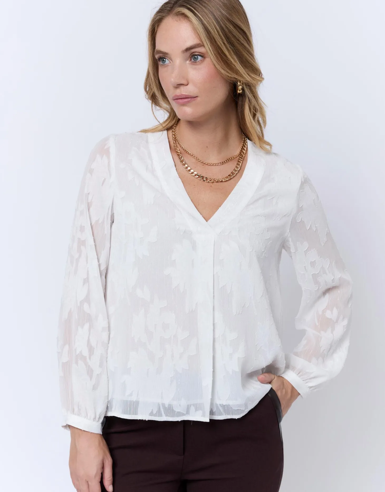 Blouse manches longues unie ECRU Femme
