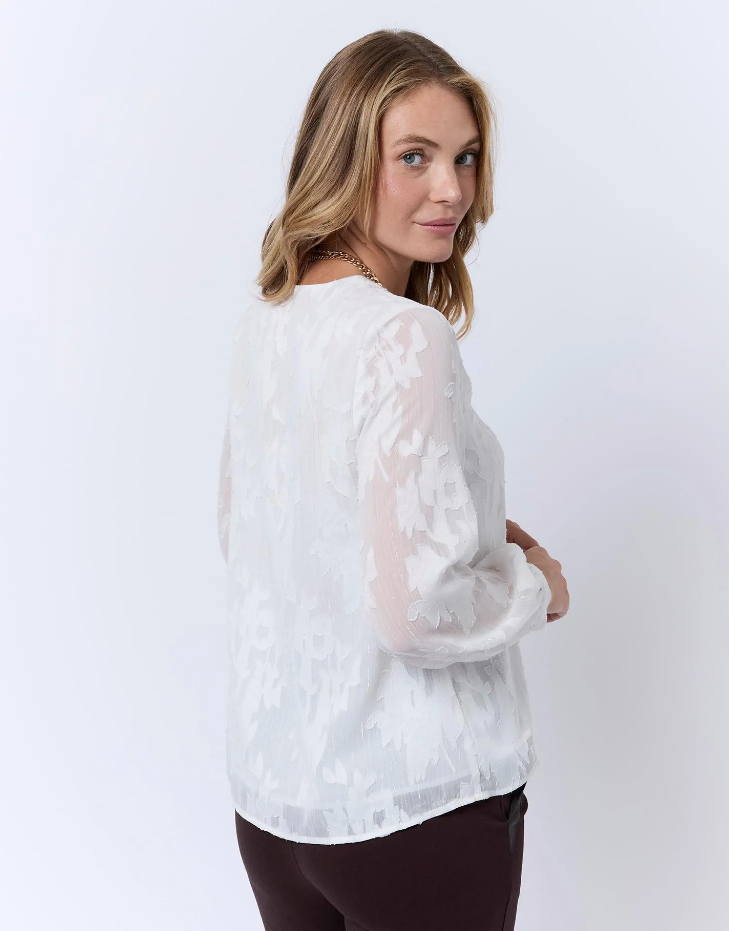 Blouse manches longues unie ECRU Femme