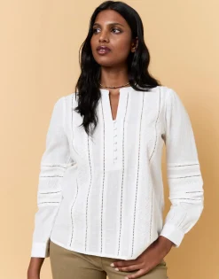 Blouse manches longues unie ECRU Femme