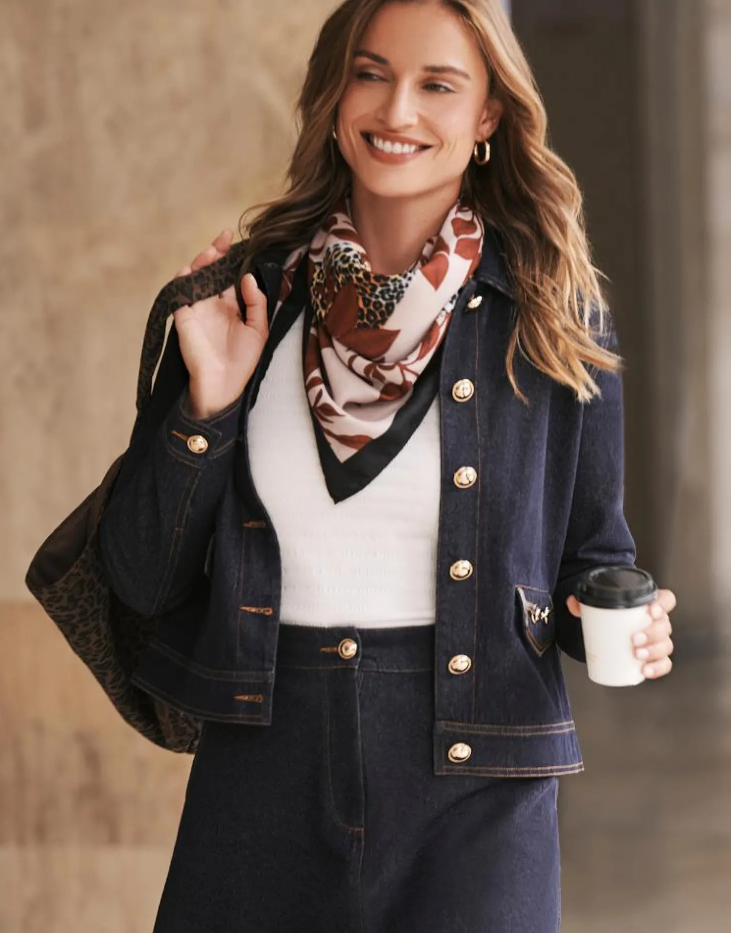 Blouson court en denim uni MARINE Femme