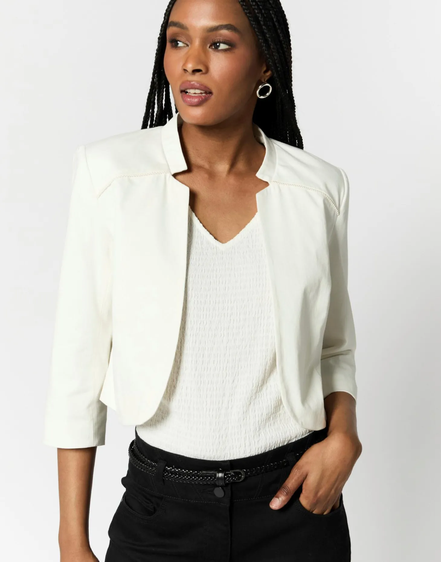 Boléro court uni BLANC Femme