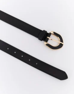Ceinture fine 3 cm unie NOIR Femme