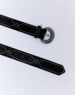 Ceinture moyenne 3-5 cm unie NOIR Femme