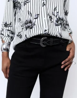 Ceinture moyenne 3-5 cm unie NOIR Femme