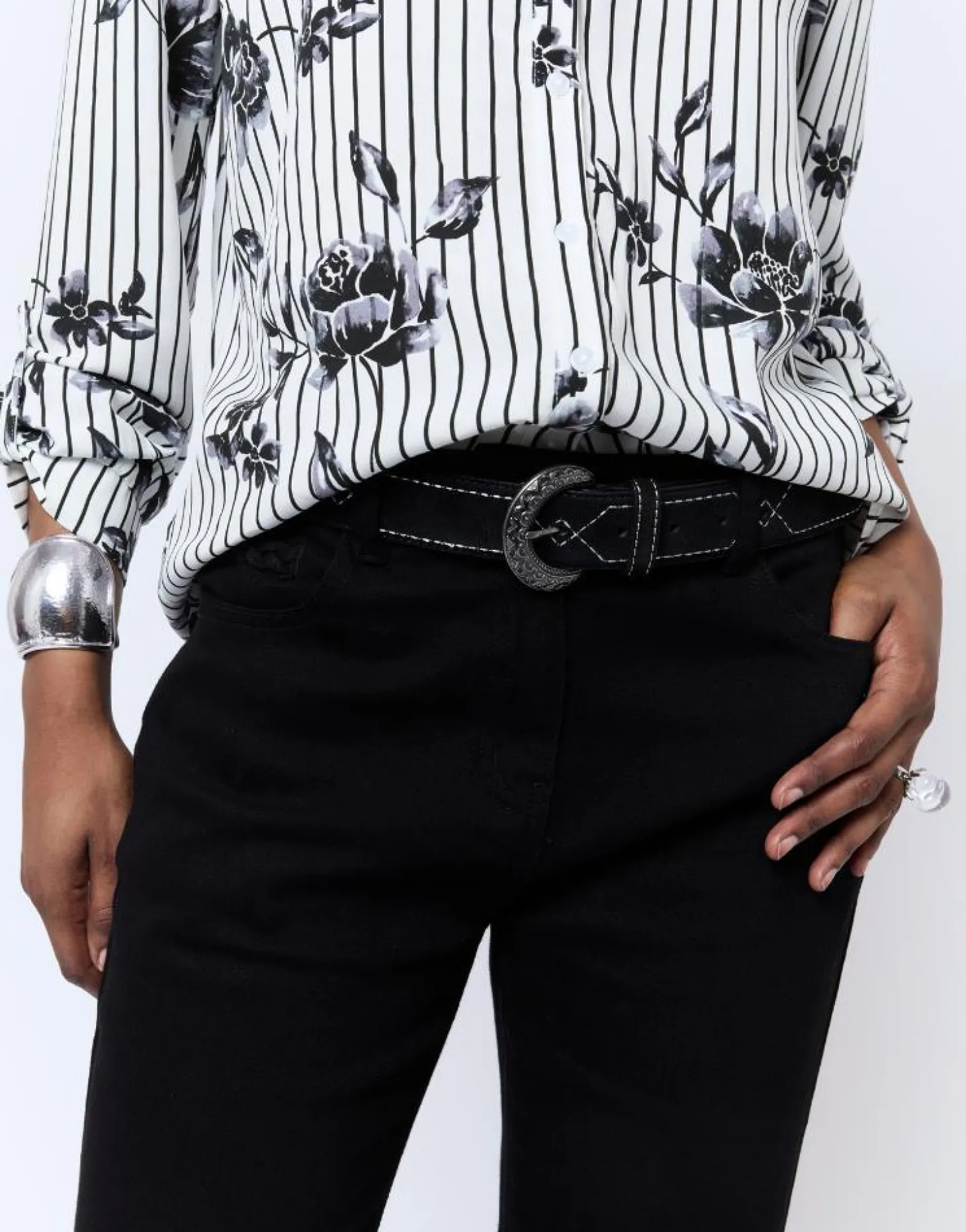 Ceinture moyenne 3-5 cm unie NOIR Femme