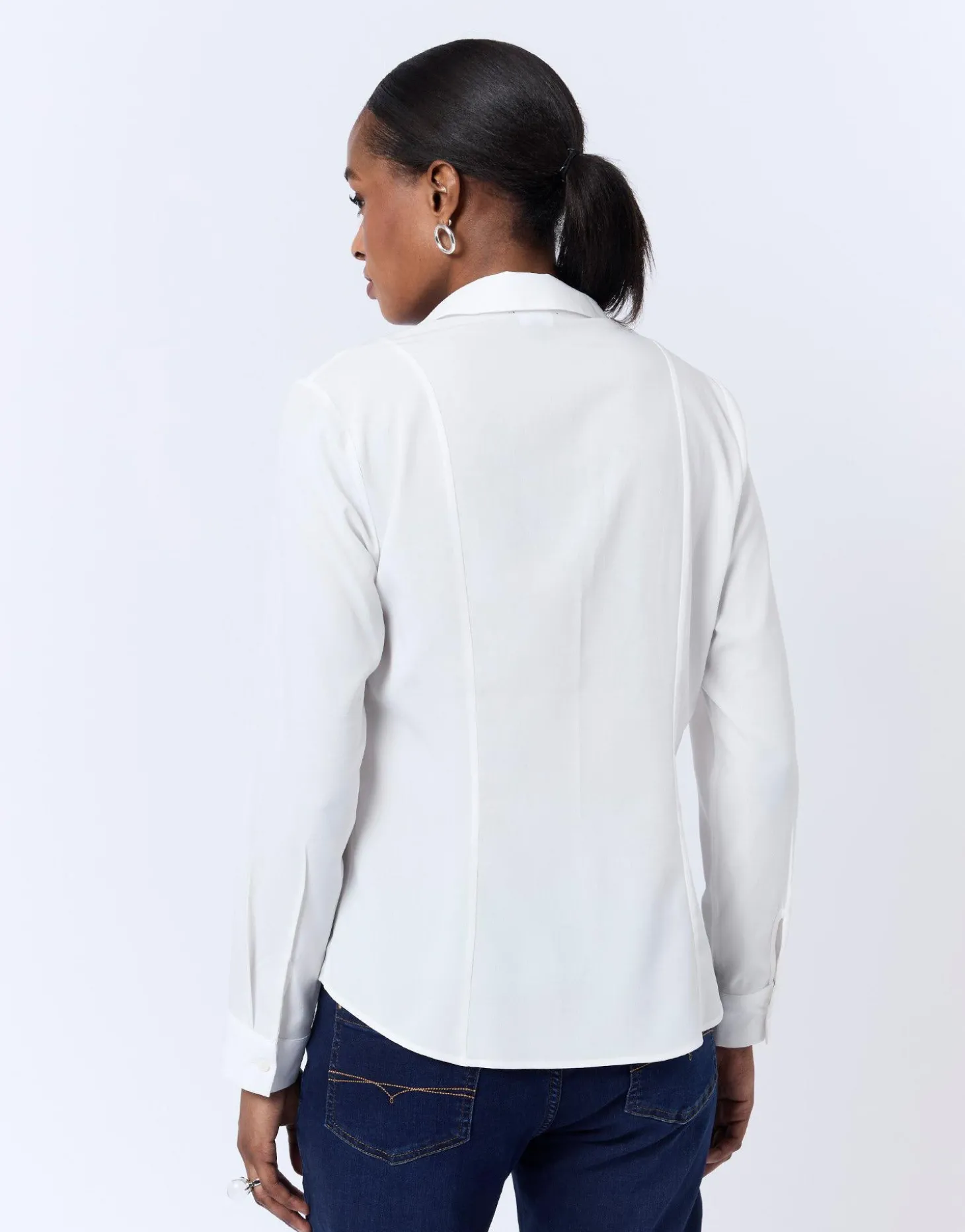 Chemisier manches longues uni BLANC Femme
