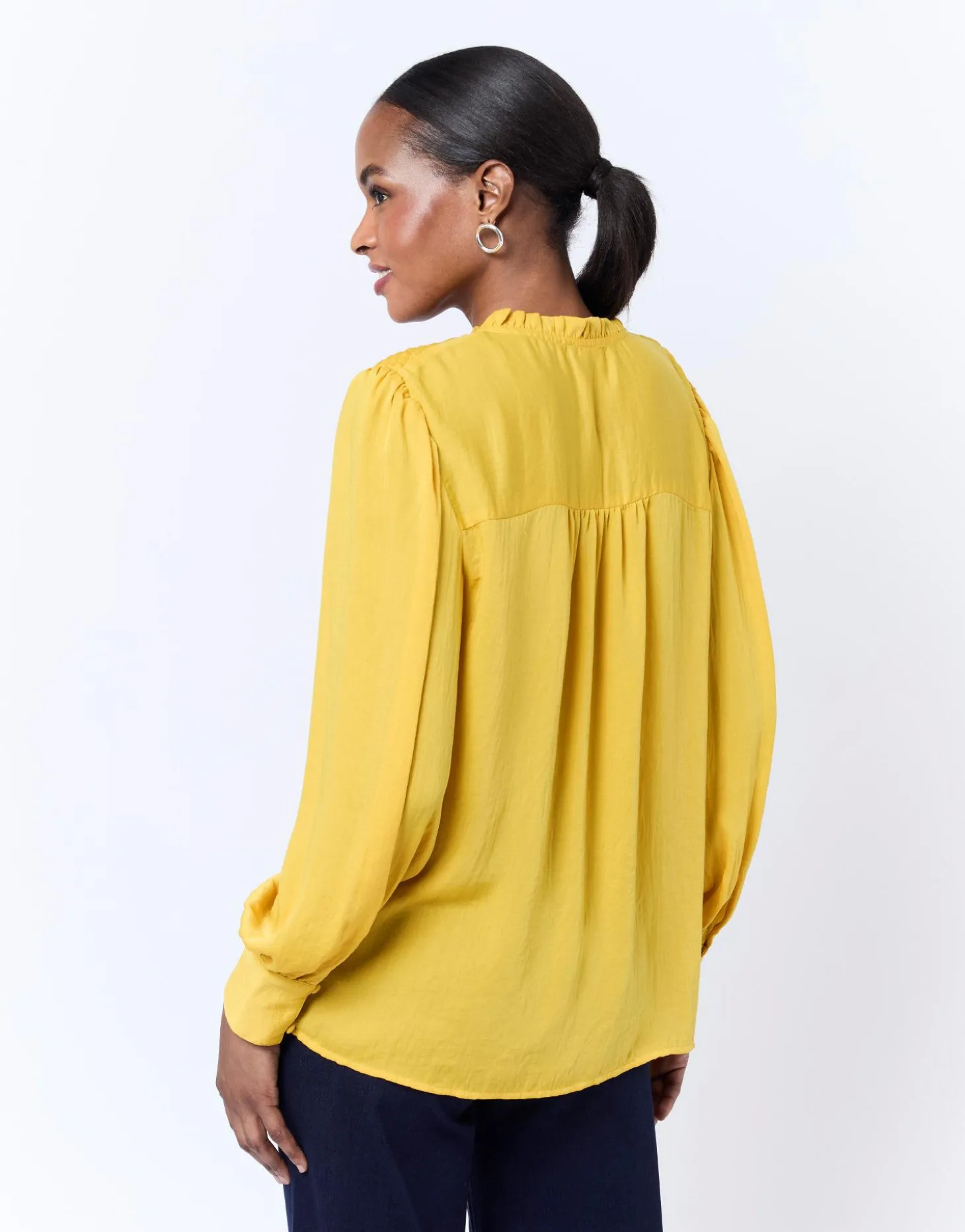 Chemisier manches longues uni JAUNE Femme