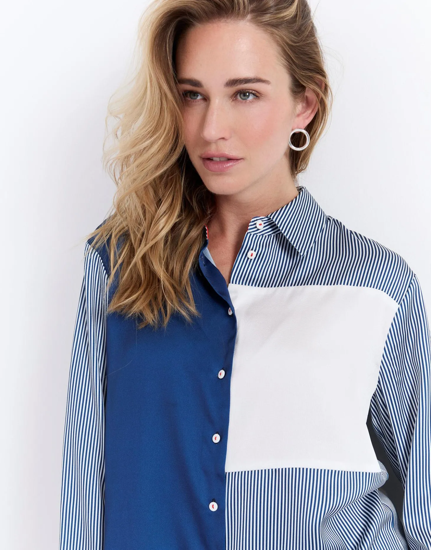 Chemisier manches longues rayé MARINE Femme
