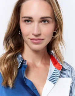 Chemisier manches longues rayé MARINE Femme