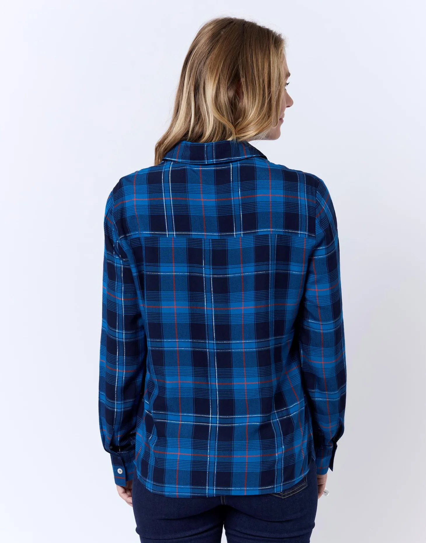 Chemisier manches longues à carreaux MARINE Femme
