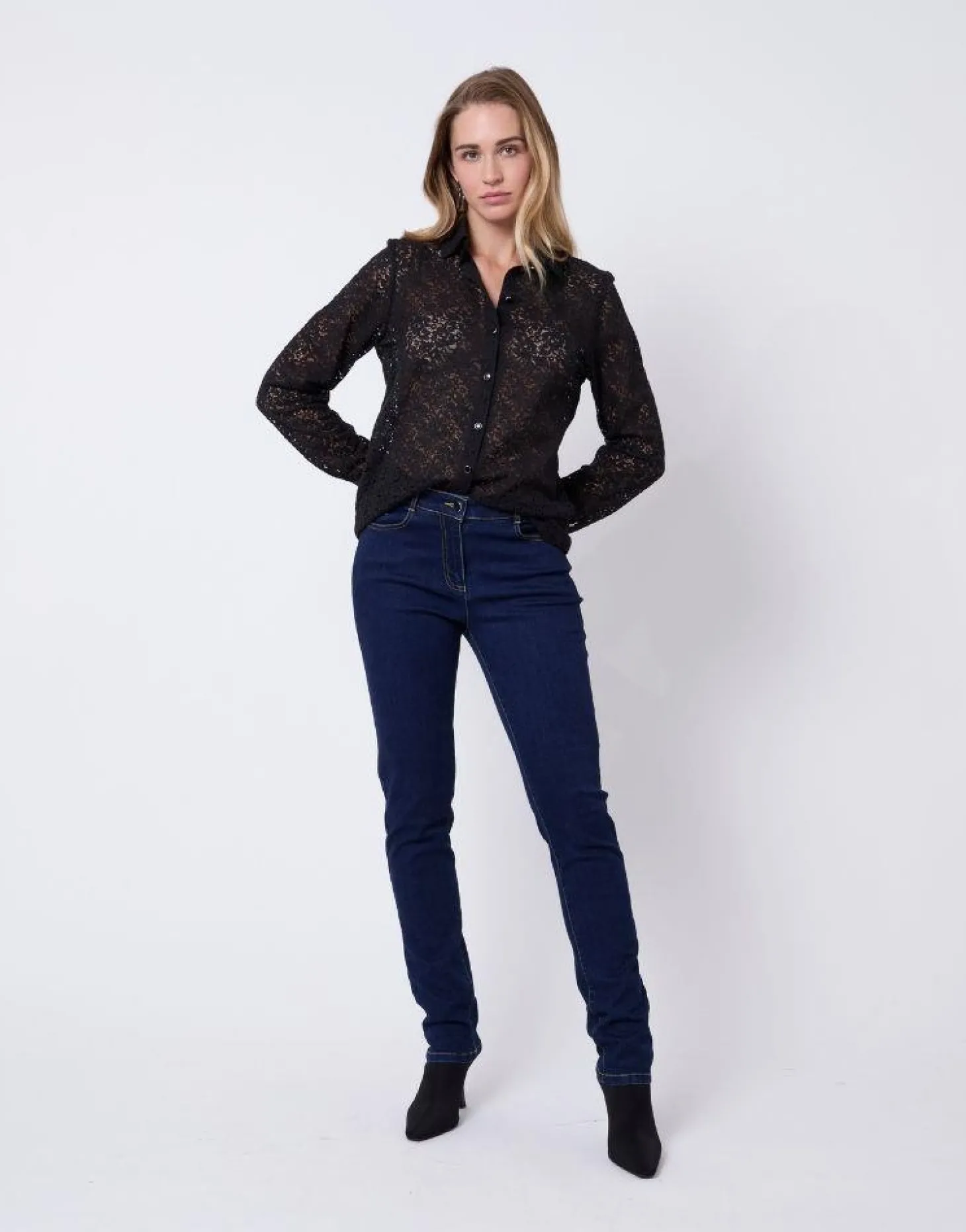 Chemisier manches longues uni NOIR Femme