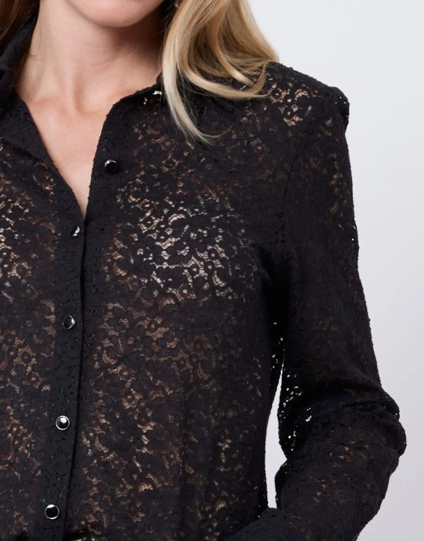 Chemisier manches longues uni NOIR Femme