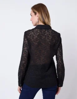 Chemisier manches longues uni NOIR Femme