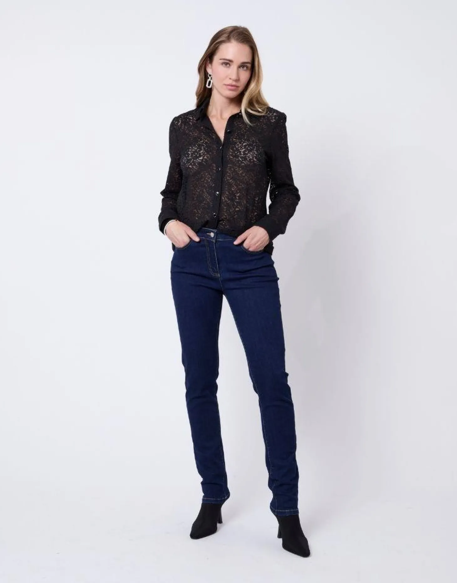 Chemisier manches longues uni NOIR Femme