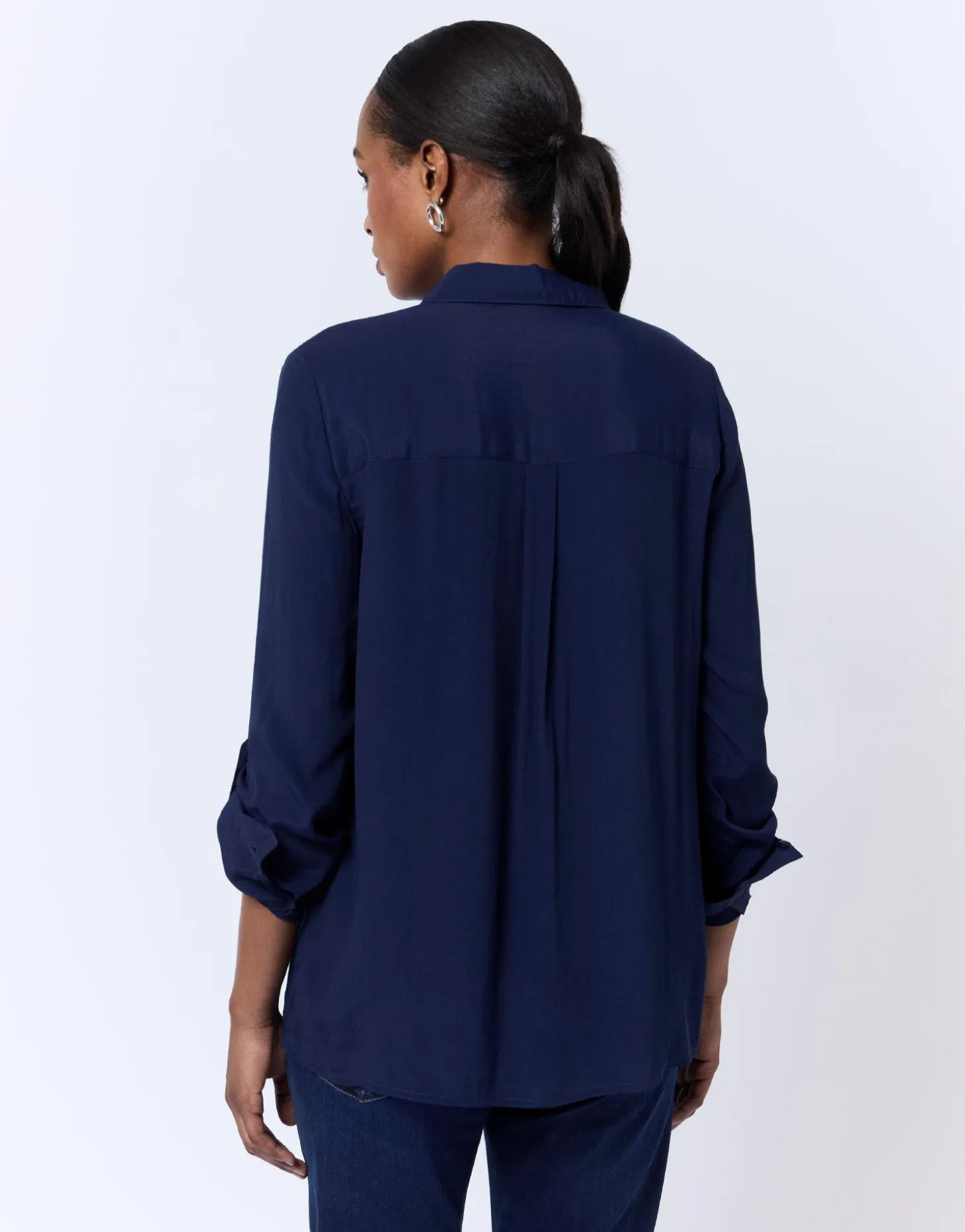 Chemisier manches longues uni MARINE Femme