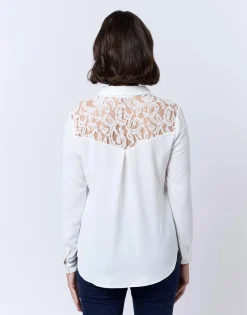 Chemisier manches longues uni BLANC Femme