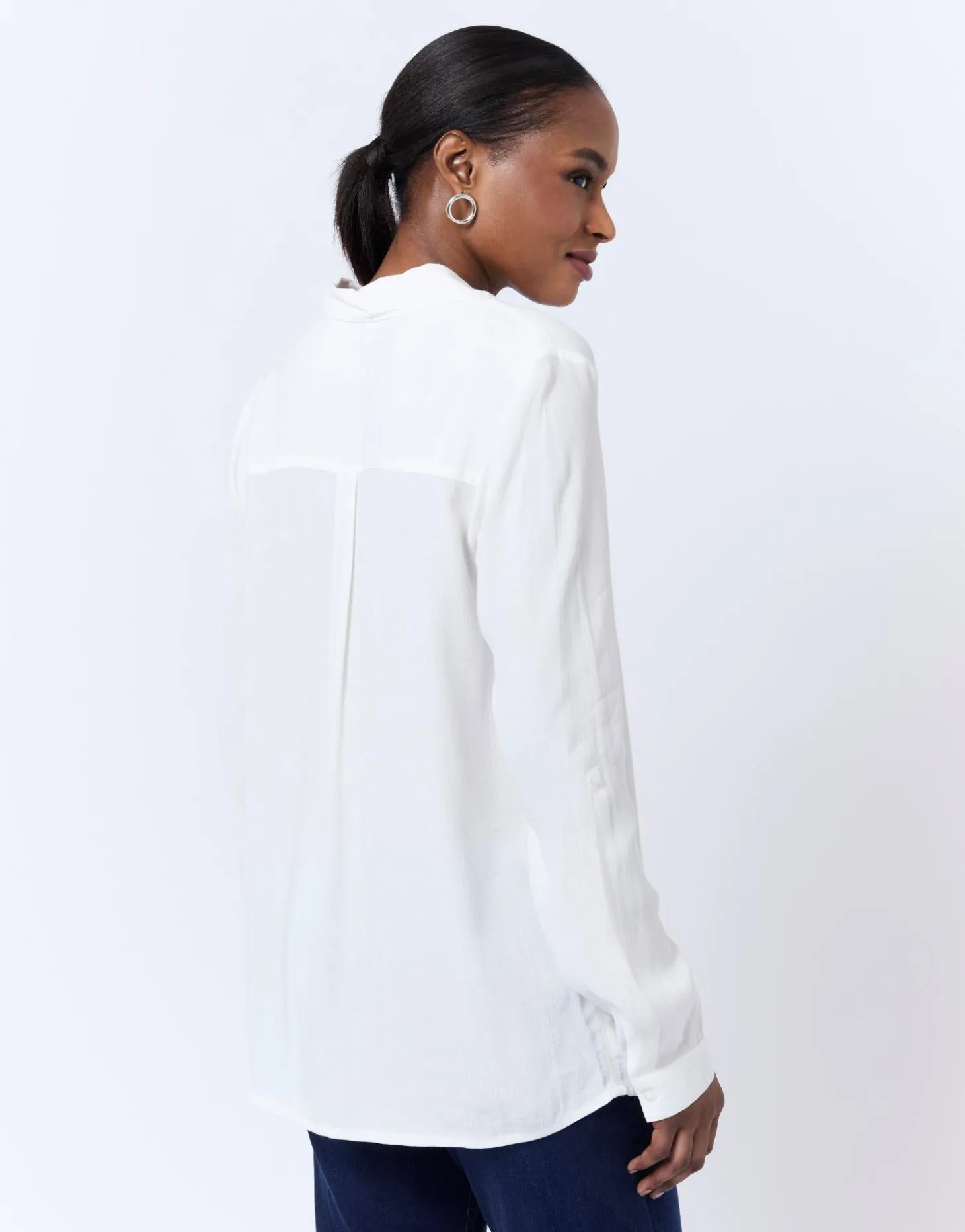 Chemisier manches longues uni BLANC Femme