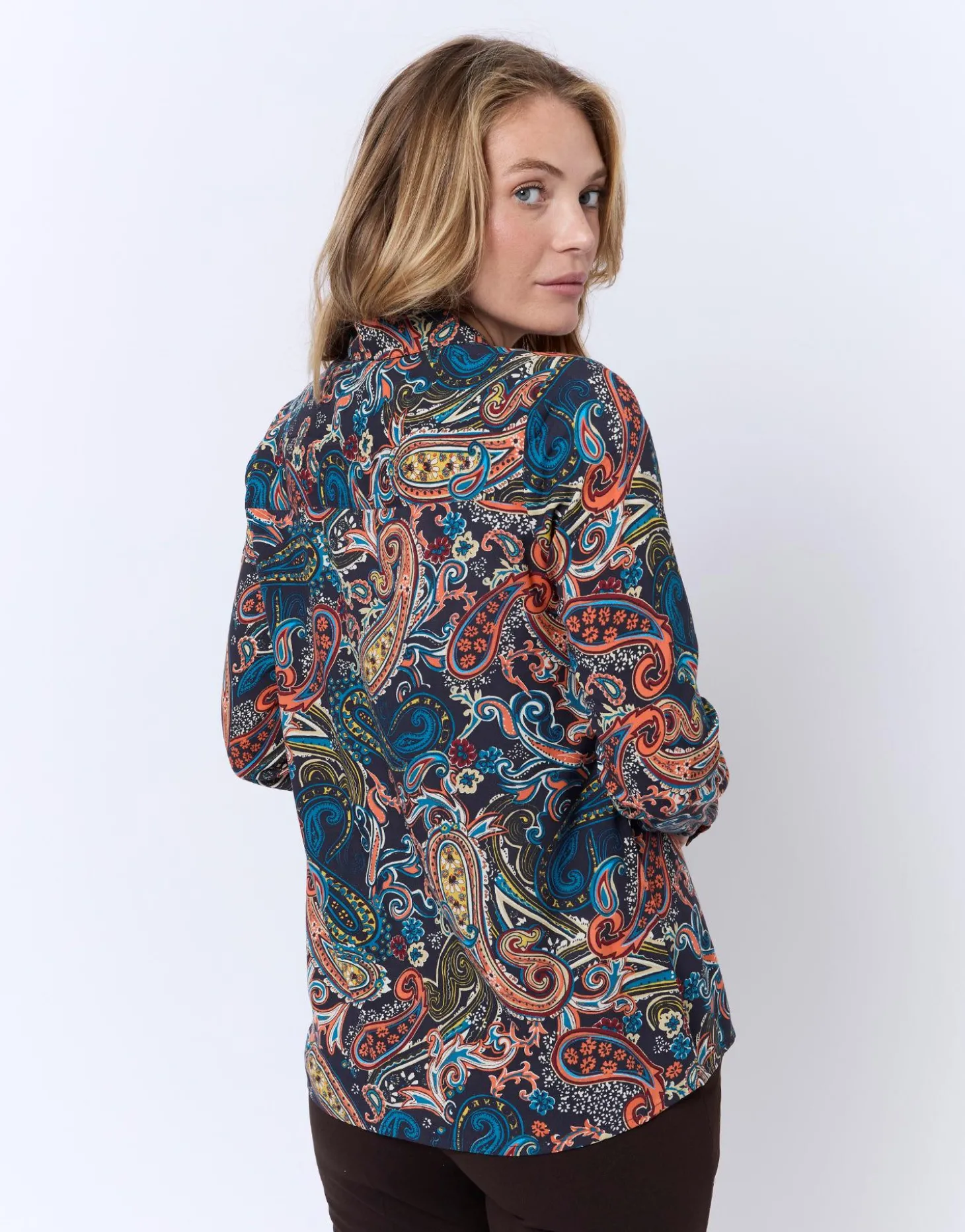 Chemisier manches longues imprimé MARINE Femme