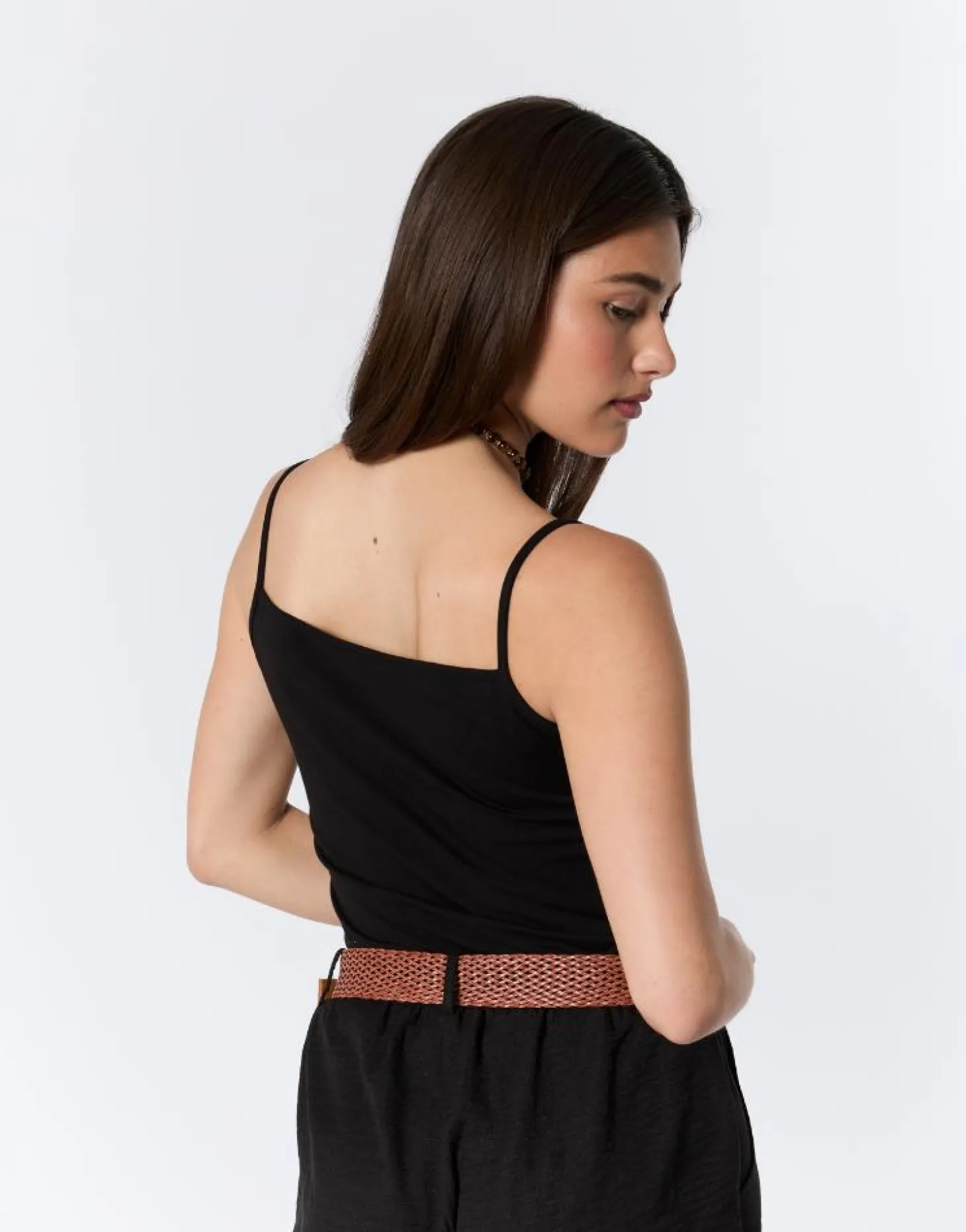 Débardeur en mélange coton uni NOIR Femme