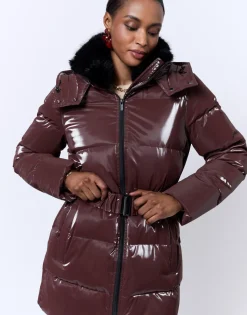 Doudoune mi-longue unie BORDEAUX Femme