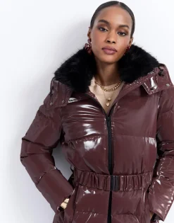 Doudoune mi-longue unie BORDEAUX Femme