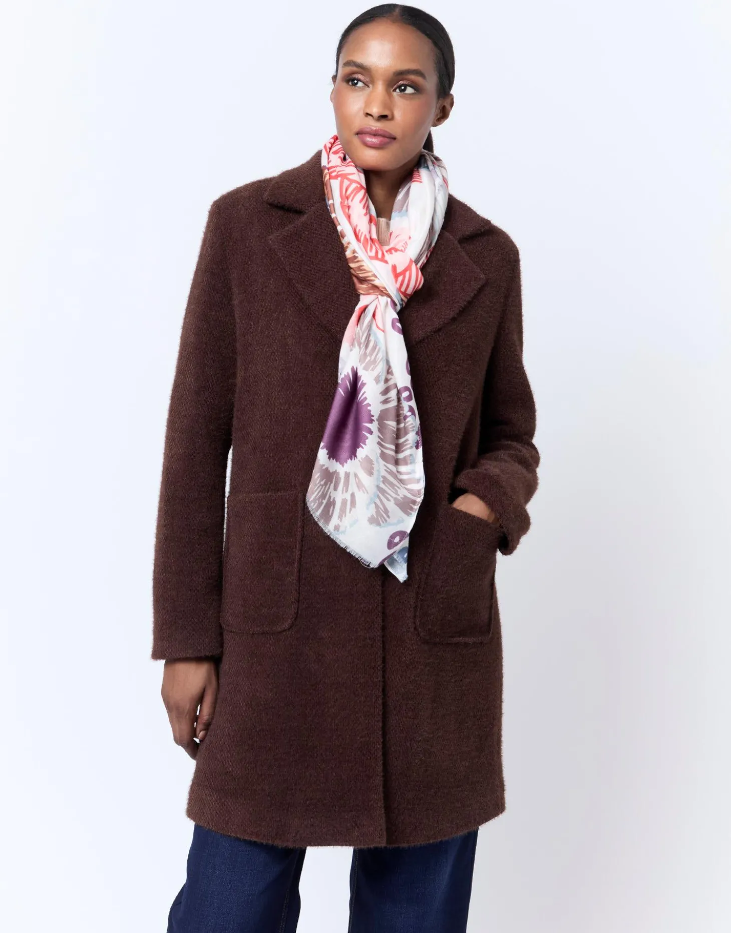 Foulard imprimé à fleurs MARRON Femme