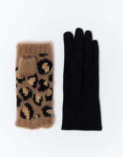 Gants imprimé léopard MARRON Femme