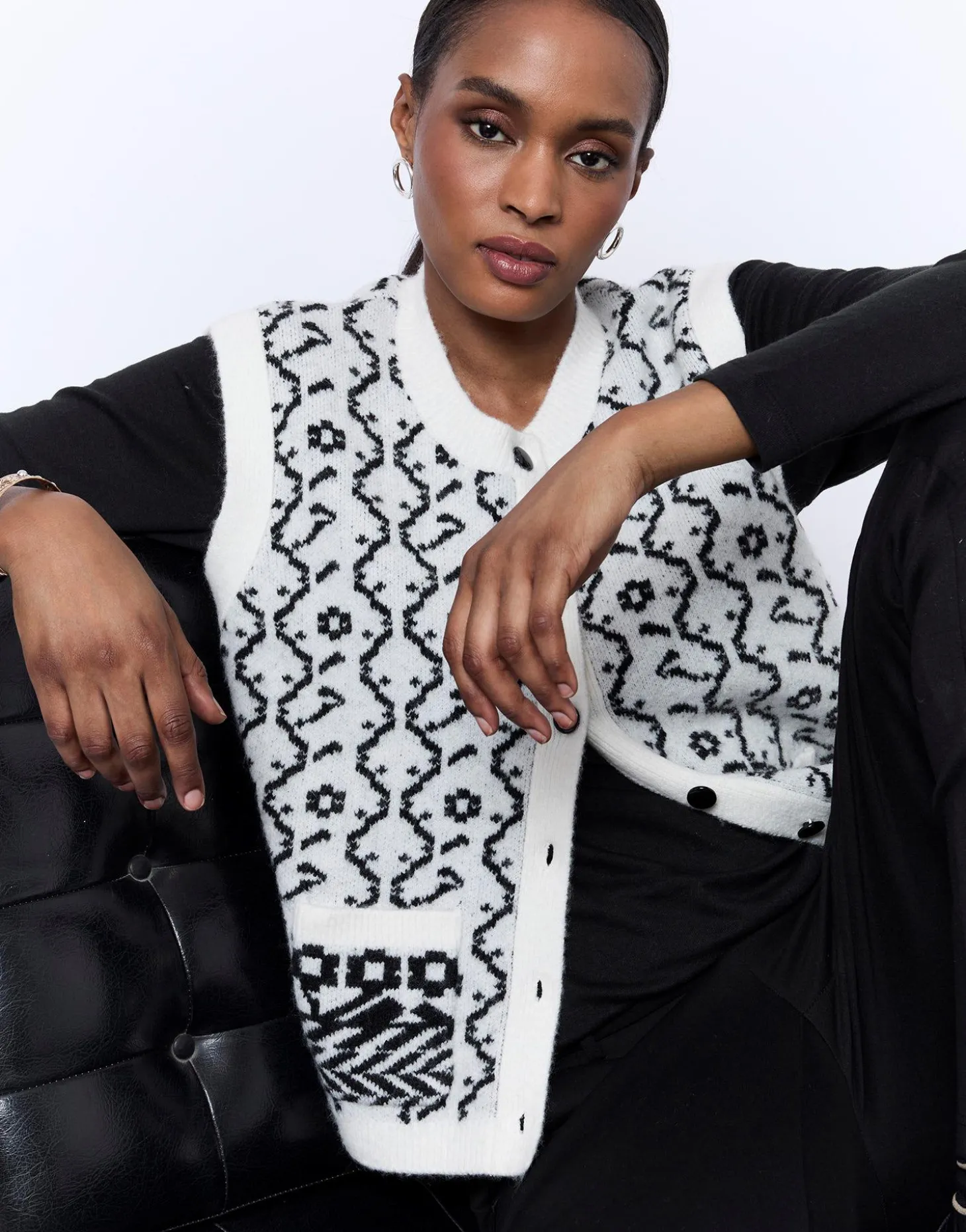 Gilet bicolore ECRU Femme