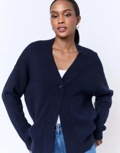 Gilet contenant de la laine uni MARINE Femme