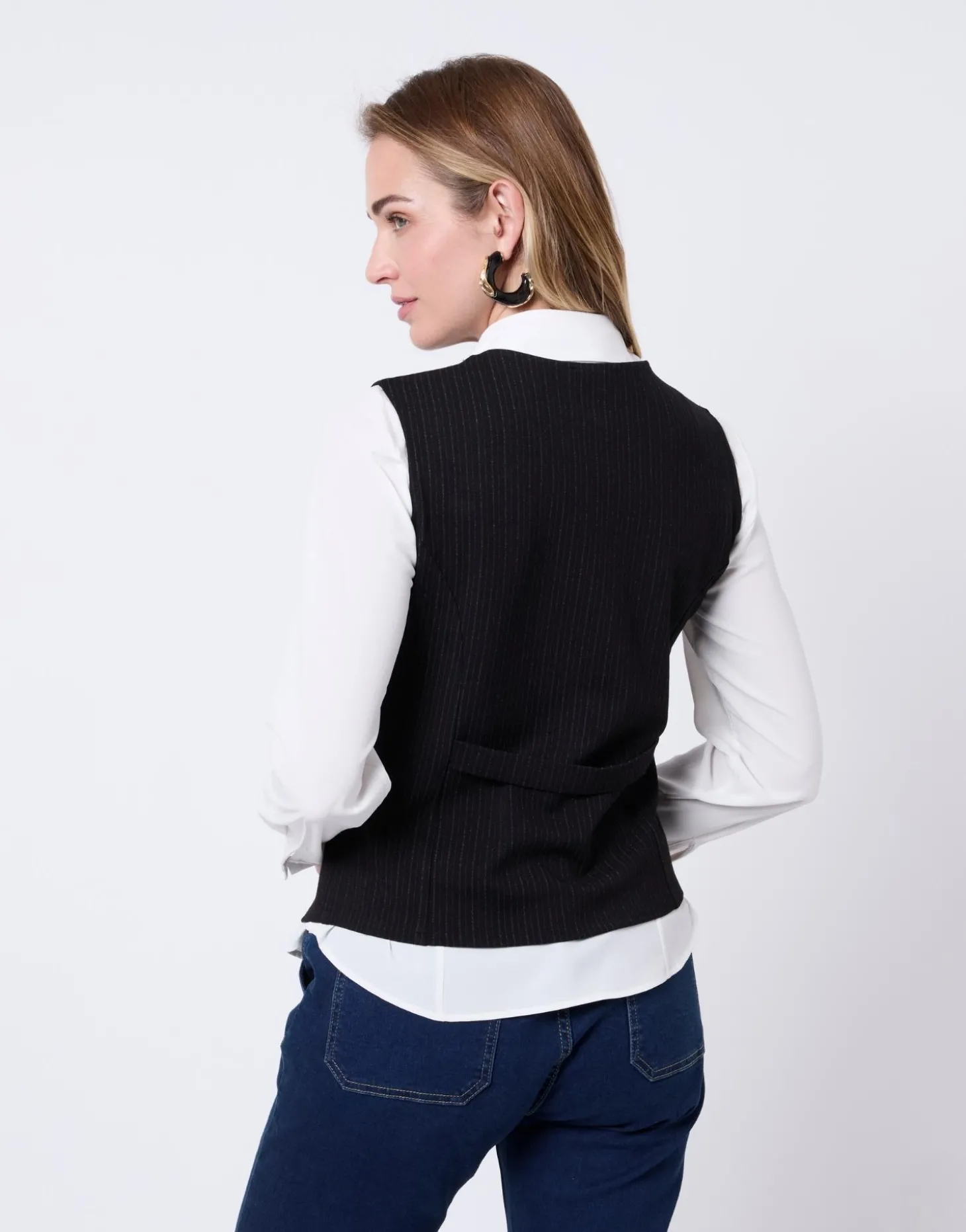 Gilet court rayé NOIR Femme