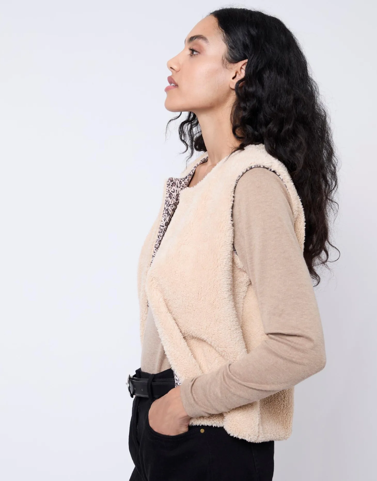 Gilet court réversible BEIGE Femme