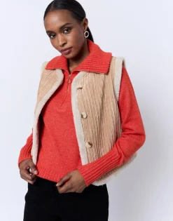 Gilet court uni BEIGE Femme