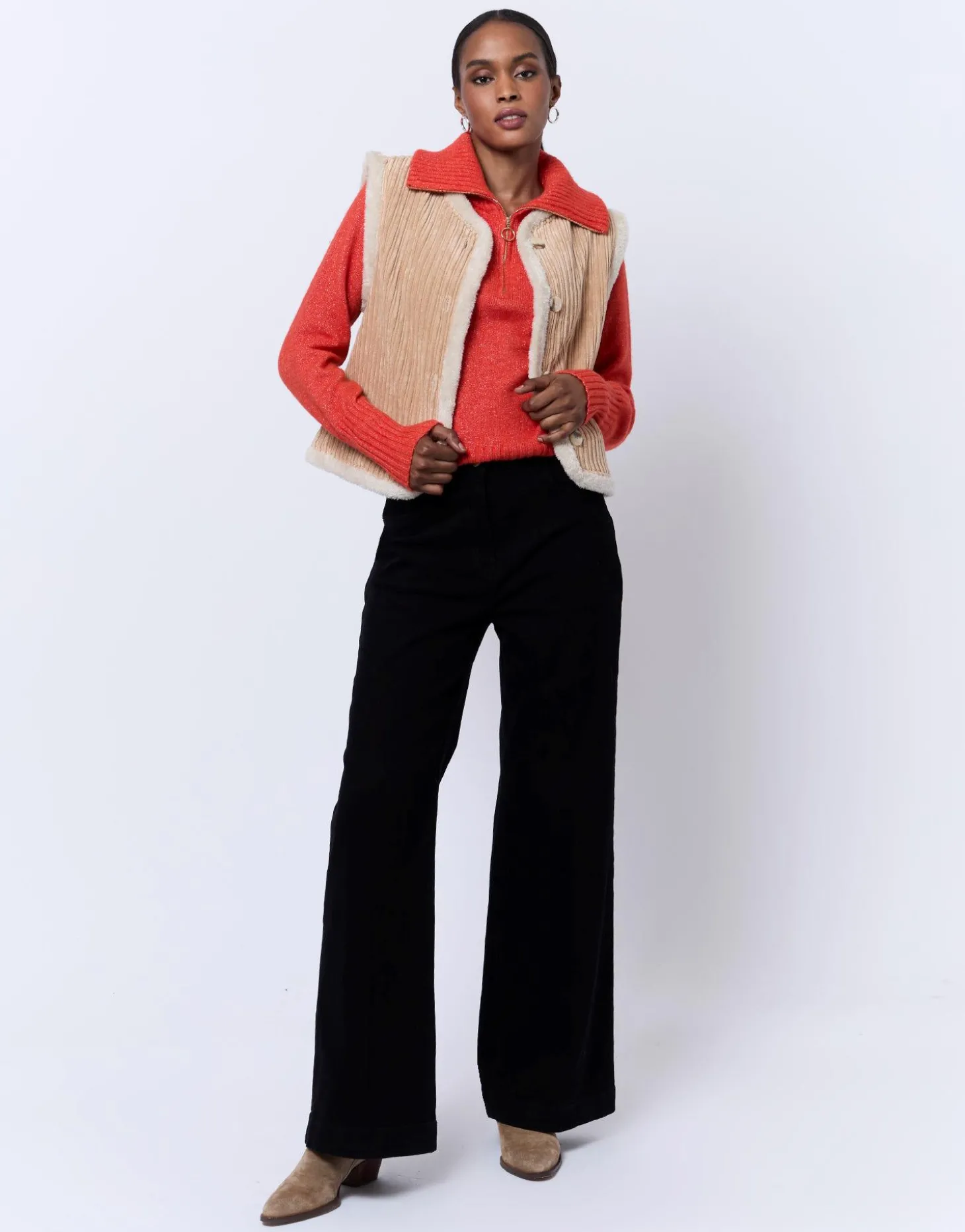 Gilet court uni BEIGE Femme