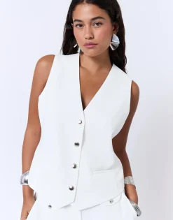 Gilet court uni BLANC Femme