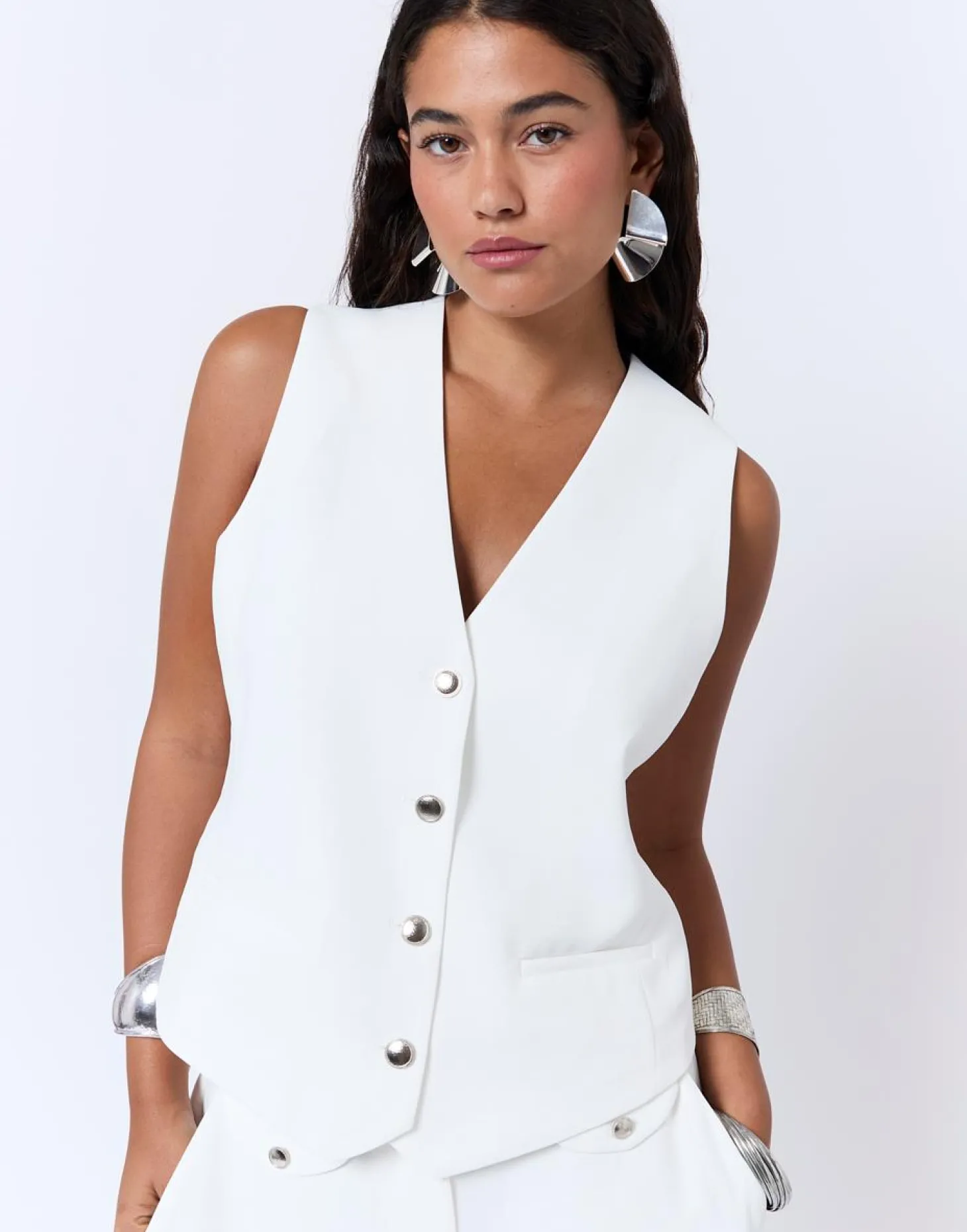Gilet court uni BLANC Femme