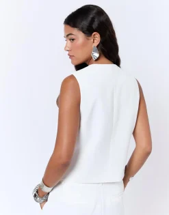 Gilet court uni BLANC Femme