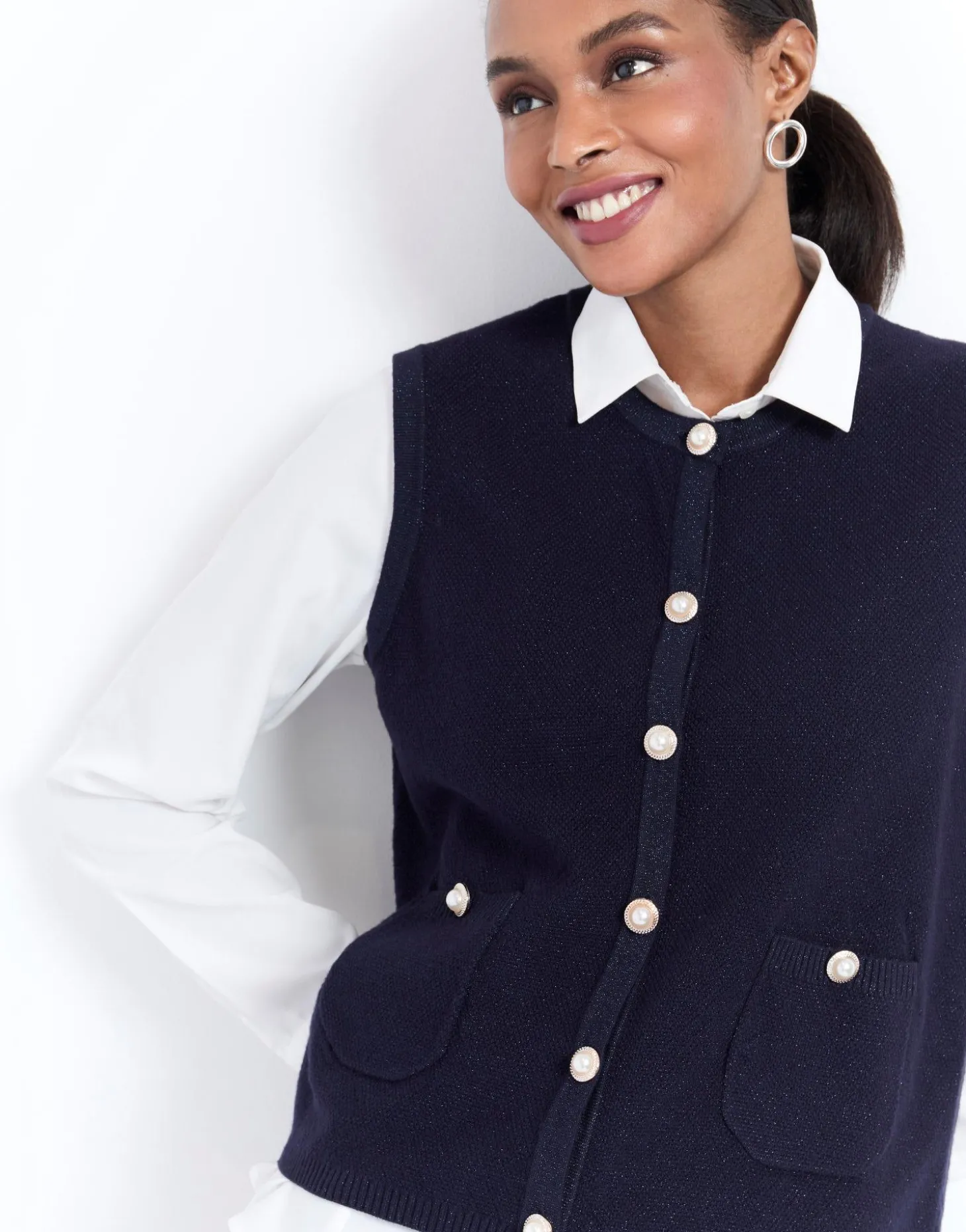 Gilet court uni MARINE Femme