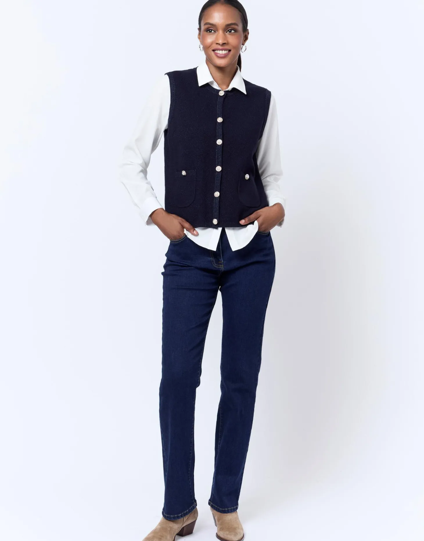 Gilet court uni MARINE Femme